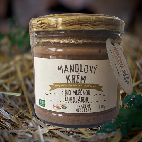 Mandlový krém s bio mléčnou čokoládou 190 g Božské oříšky